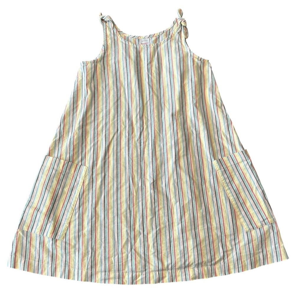 Hanna Andersson Girls Dress Size 10 Scoopneck Rainbow Striped Pocket Play (19)